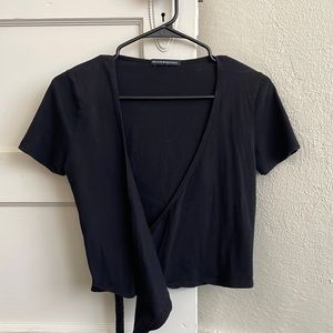 Black Brandy Melville cropped wrap top